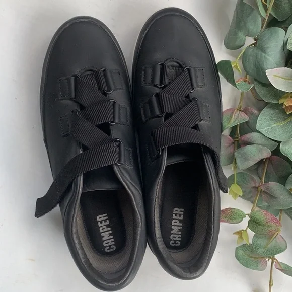 Camper Leather Criss Cross Lace Up Velcro Sneakers - Picture 1 of 10